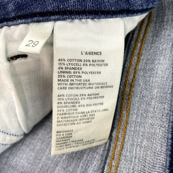 L'Agence Margot Skinny High Rise Jeans‎ Blue Light Vintage Wash 29 - Picture 8 of 10